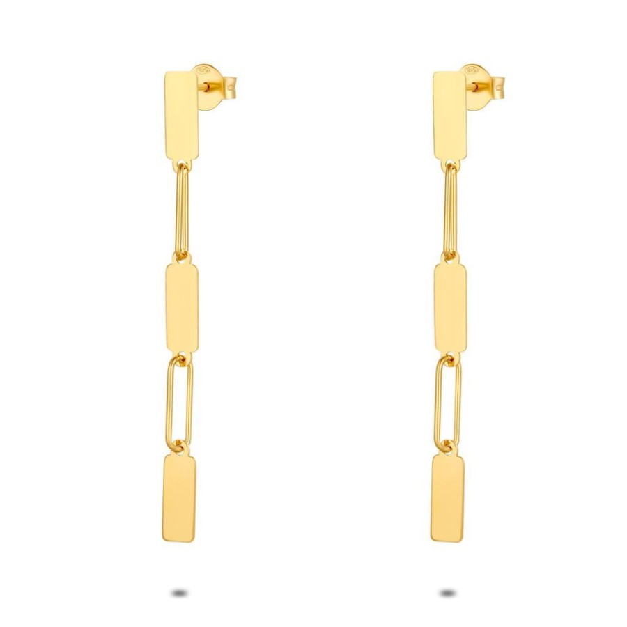 Women Twice As Nice | 18Ct Gold Plated Silver Earrings, Rectangles And Ovals