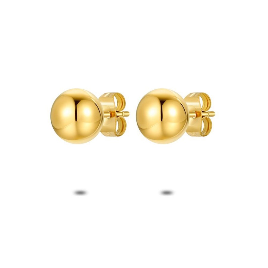 Women Twice As Nice | 18Ct Gold Plated Silver Earrings, 8 Mm Ball