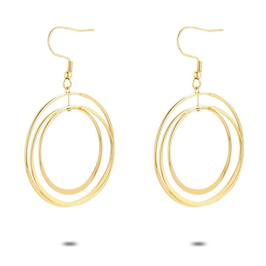 Women Twice As Nice | Gold Coloured Stainless Steel Earrings, 3 Rings