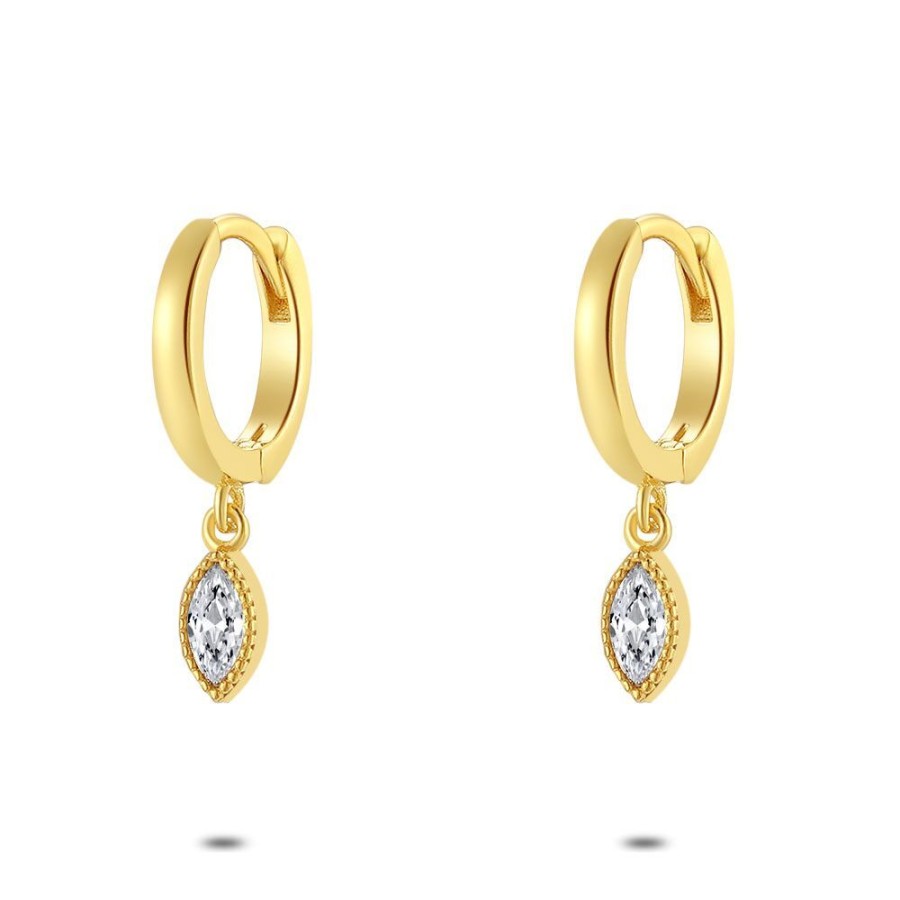 Women Twice As Nice | Silver Earrings, Golden Hoop With Zirconia Pendant