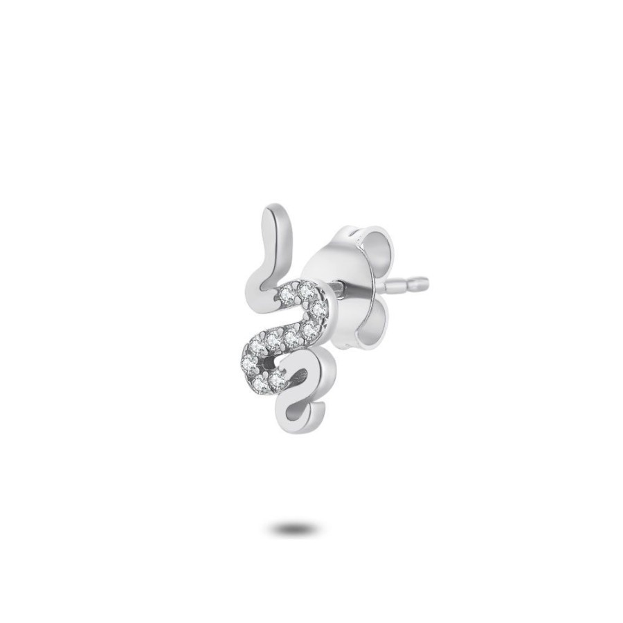 Women Twice As Nice | Earring In Silver Per Piece, Snake With Zirconia