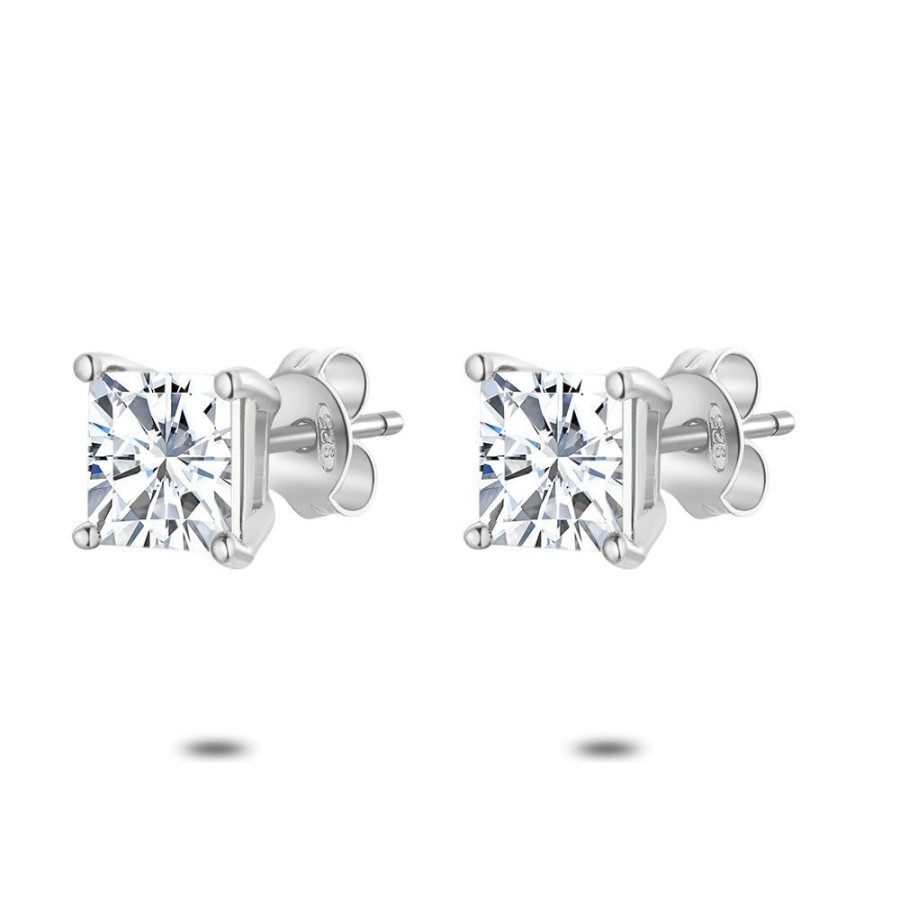 Women Twice As Nice | Silver Earrings, Squared Zirconia