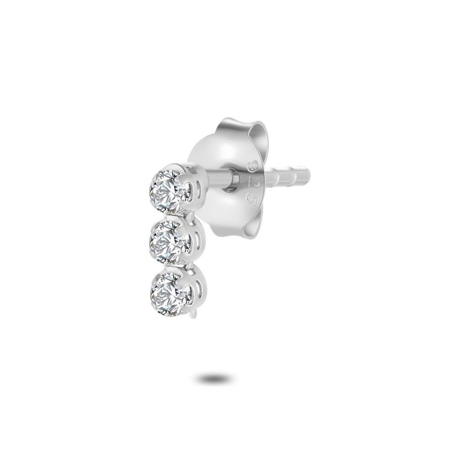 Women Twice As Nice | Silver Earring Per Piece, 3 Zirconia